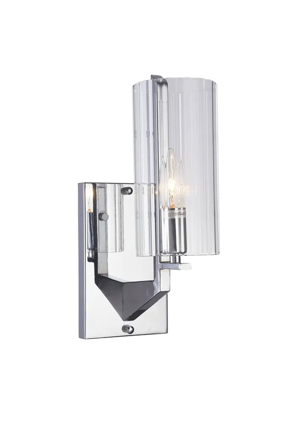 Chrome Metal Wall Sconce with Glass Shade Du121