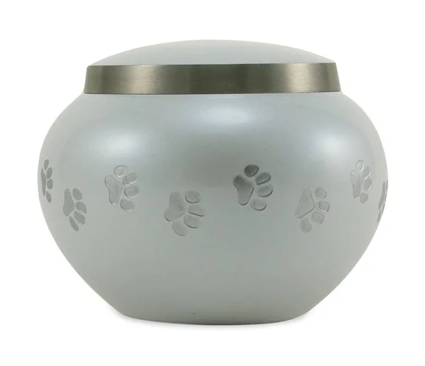 Extra Small Pearl - Pewter Odyssey Paw Print Pet Cremation Urn