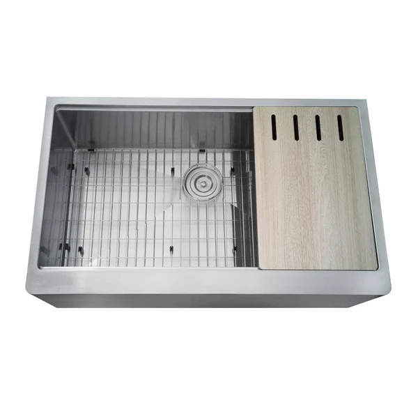 Empire Industries Self-Trimming 16 Gauge Stainless Steel 33 in. Single Bowl Farmhouse Apron Workstation Kitchen Sink with Cuttin