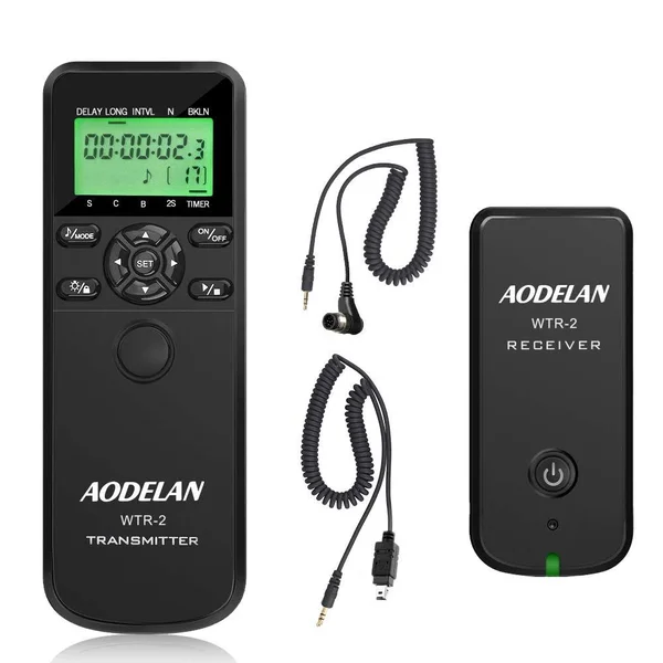AODELAN WTR2 Wireless Shutter Release Timer Remote Control for Nikon Z6, Z7, Coolpix P1000, D850, D810, D700, D4, D5, D4s, D3100