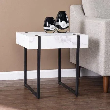 Southern Enterprises Rahilee Modern Faux Marble End Table