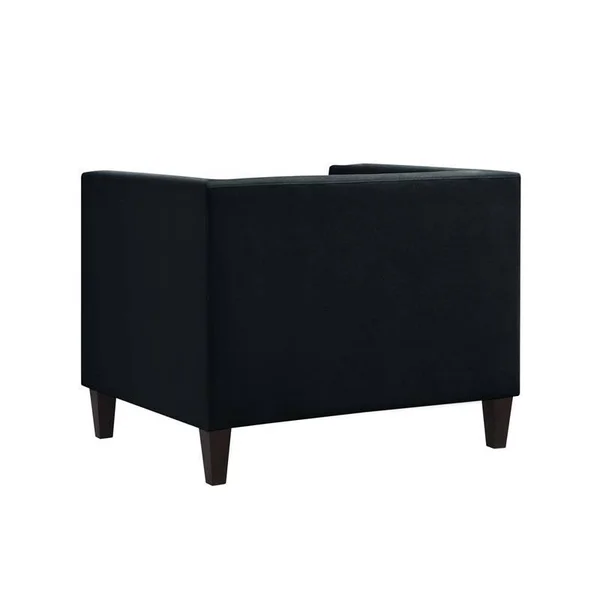 Posh Living Phoenix Velvet Button Tufted Club Chair Black