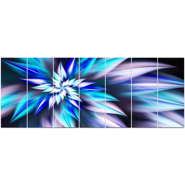 Design Art &Dancing Light Blue Flower Petals& Graphic Art Print Multi-Piece Image on Canvas, Size: 83 in. Wide x 32 in. High - 7