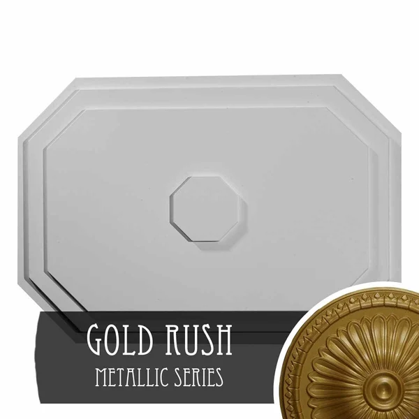 25 1/4x22W x 17 1/4x22H x 1 3/4x22P Felix Ceiling Medallion, Hand-Painted Gold