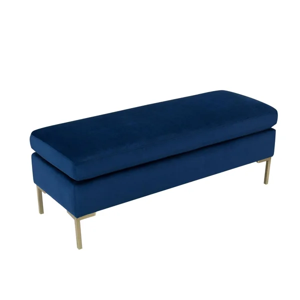 HomePop Bedford Large Velvet Decorative Bench with Pillow Top - Multiple Colors, Blue