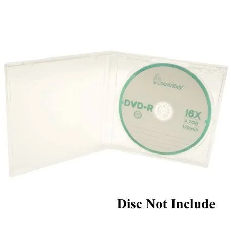 100 Pack SmartBuy Standard 10.4 mm Clear Jewel Case Single CD DVD Disc Storage with Assembled Clear Removable Tray, 142 x 124 x 10.4 mm