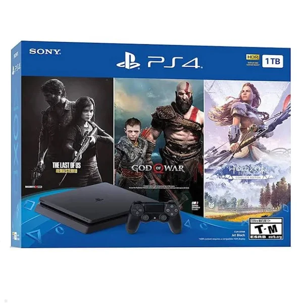 Sony PlayStation 4 - 1 TB - Jet Black - includes The Last of Us Remastered, Horizon Zero Dawn, God of War