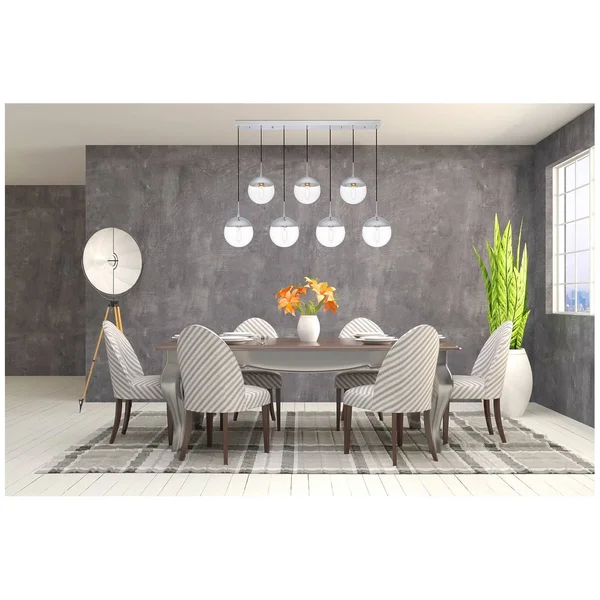 Elegant LD6089C Eclipse 7 Lights Chrome Pendant with Clear Glass