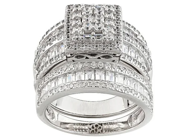Bella Luce 4.32ctw Rhodium Over Sterling Silver Ring with Band 2.82ctw Dew - Size 8