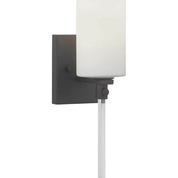 1 Light Bath Light in Black with Etched Opal Glass 238976