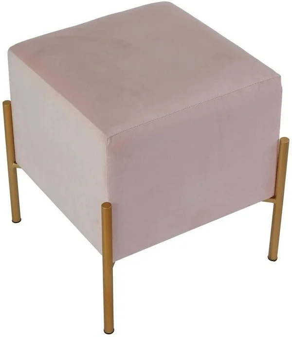 Spokane Square Ottoman Pink Velvet Modern Contemporary Solid Fabric