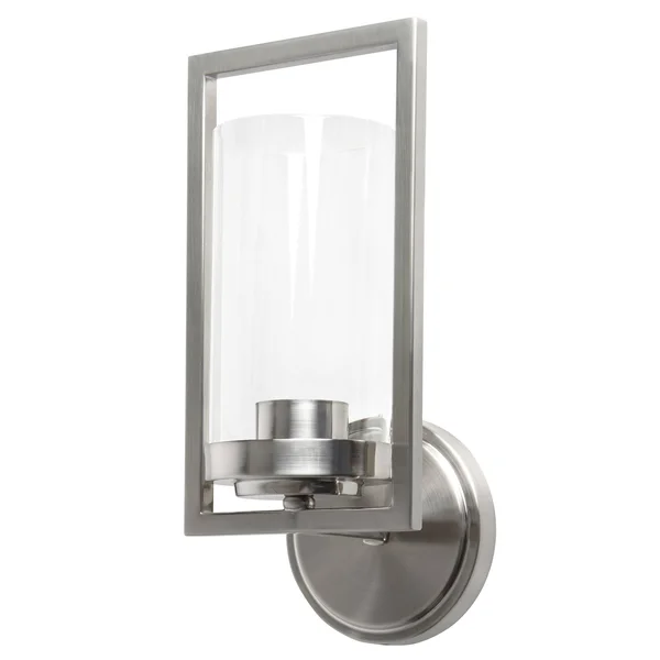 Sunset Lighting F15001-80 Prestige One Light Wall Sconce - in Bright Satin Nickel, Glass, 1 Bulb