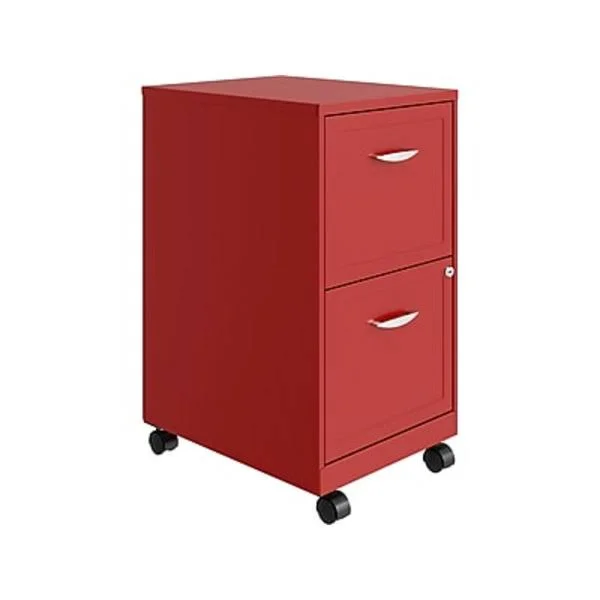 OfficeDesigns Soho Letter Size Locking Smart 2-Drawer Vertical File Cabinet - Red - 18x22 - Each