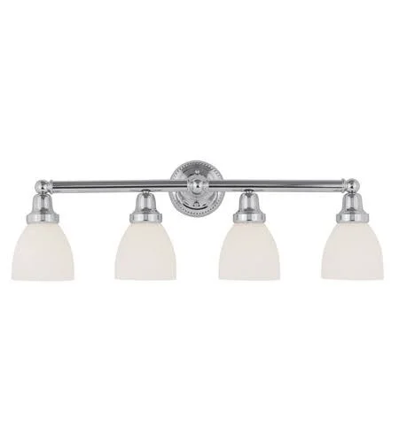 World of Crystal Bathroom Vanity 4 Light with Satin Opal White Glass Chrome Size 30 in 400 Watts WC76309