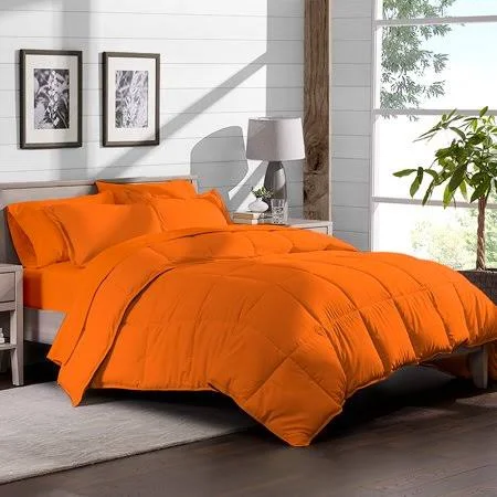 Bare Home 5-Piece Bed-in-a-Bag - Twin XL Extra Long (comforter Set: Orange - Sheet Set: Orange), Size: Twin-XL