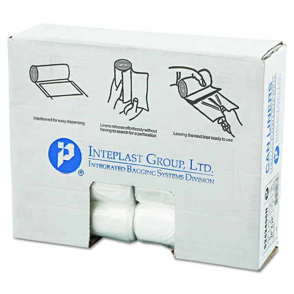 Inteplast Group IBS S242406N HDPE Can Liner, 10 Gallon, 24 inch x 24 inch, 0.23 mil, Star Seal, Natural, 1000 Pack (20 Rolls of