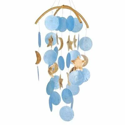 Siya Dark Blue Capiz with Moon/Star Wind Chime Highland Dunes