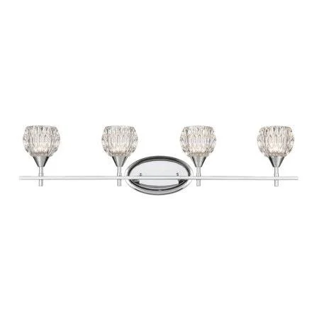 Bailey Street Home 4 Up Light Vanity Light with Polished Chrome Finish with Clear Crystal Glass