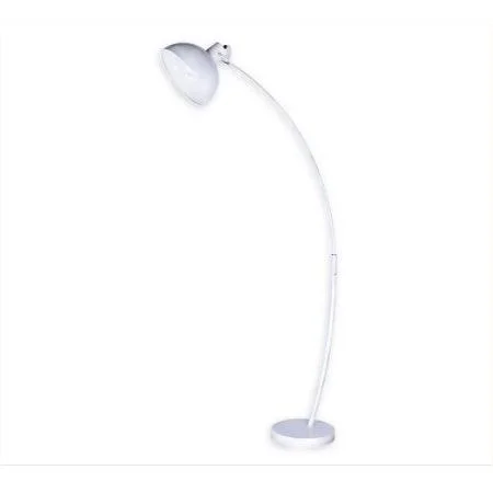 Fangio Lighting Arched Metal Floor Lamp in Matte White with Metal Round Shade