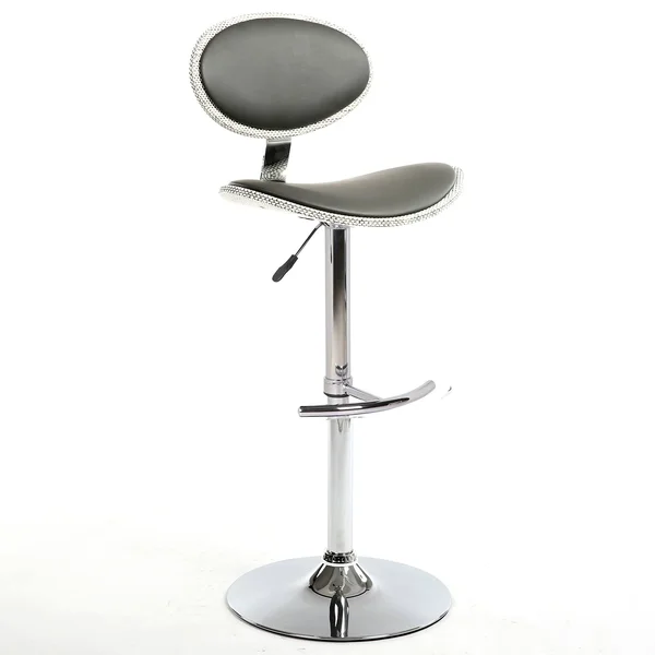 Chintaly Wood Back & Seat Pneumatic Stool 1309-AS-GRY