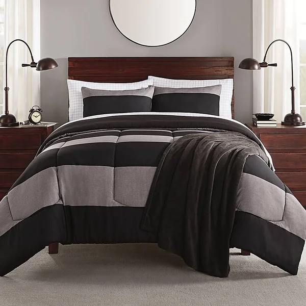 Daniel 8-Piece King Comforter Set in Black/Grey