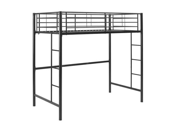 Walker Edison Black Twin Study Loft Bunk Bed, LWTOLBL
