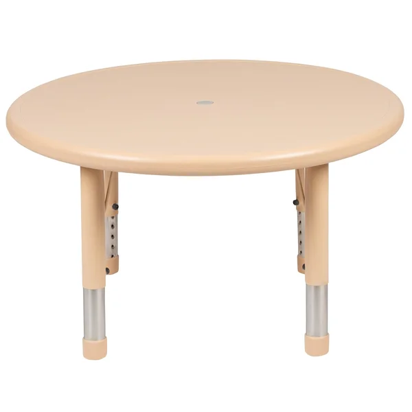 Lancaster Home 33 inch Round Plastic Height Adjustable Activity Table - School Table for 4 Natural - Beige
