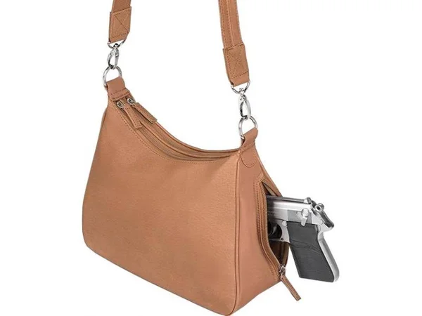 Gun Tote&n Mamas Concealed Carry Hobo Handbag - Tan