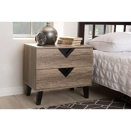 BW Interiors Contemporary Nightstand MDF Light Brown 53