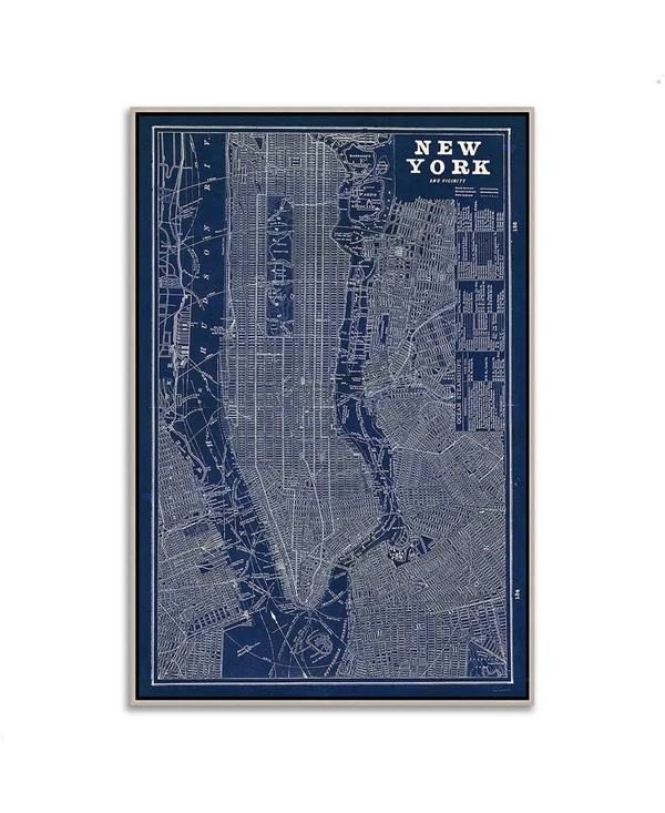 Tangletown Fine Art 38x22 x 26x22 Blueprint Map New York by Sue Schlabach Fine Art Giclee Print