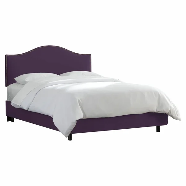 Nail Button Velvet Upholstered Bed