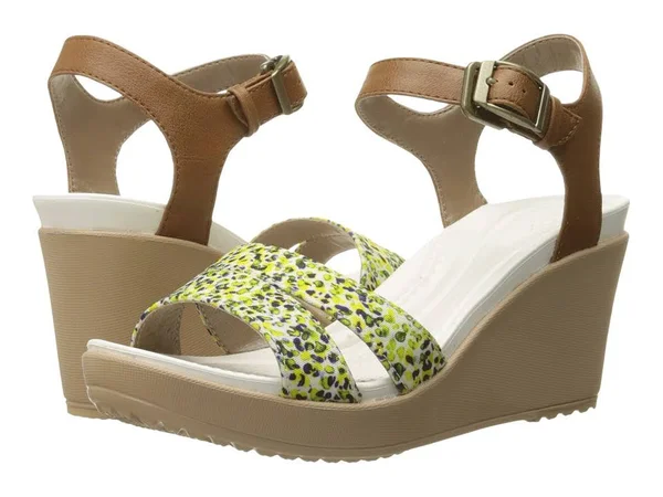 Crocs Leigh II Ankle Strap Graphic Wedge Women's Wedge Shoes : 6 M