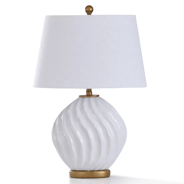 StyleCraft Home Collection Norford Table Lamp White Swirl with Antiqued Brass Metal