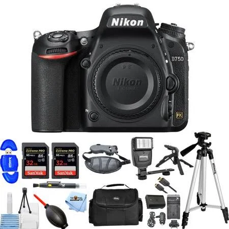 Nikon D750 DSLR Camera (Body Only, Black) Mega Bundle