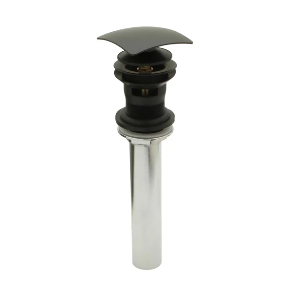 Square Push Style Pop-Up Drain Assembly with Over Flow, Matte Black
