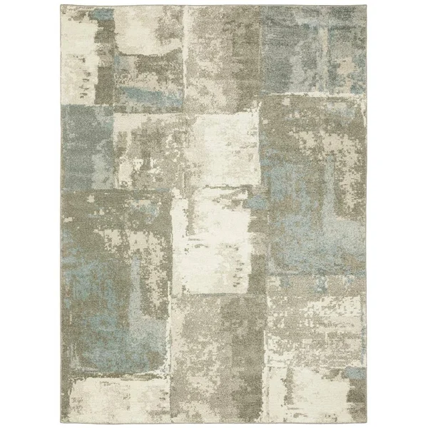 Allen + Roth Layton 8 x 10 Blue Indoor Abstract Area Rug, B5502G7L