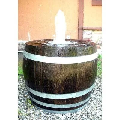 MGP Water Tight Oak Wood Tall Wine Barrel Planter, 26x22D x 27x22H