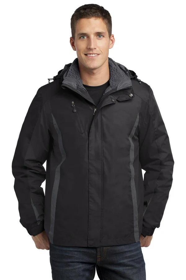 Port Authority J321 Colorblock 3-in-1 Jacket - Black/ Black/ Magnet Grey - 3XL