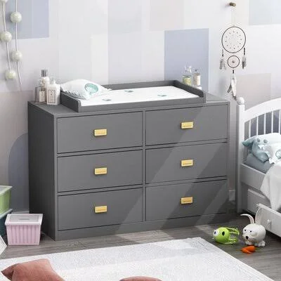 Abigail 2 in 1 Children Infant Changing Table with Pad with Drawers Greyleigh Baby & Kids