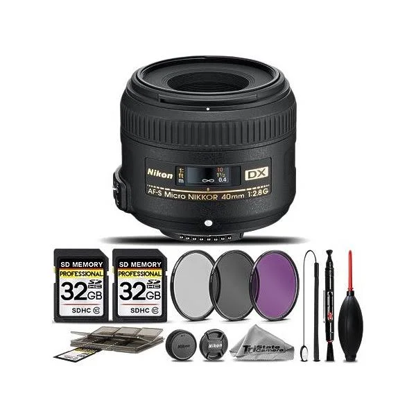 Nikon AF-S DX Micro-NIKKOR 40mm f/2.8G Lens 2200 +3pc Filter+64GB Storage Kit NIKAFS40MDXKB