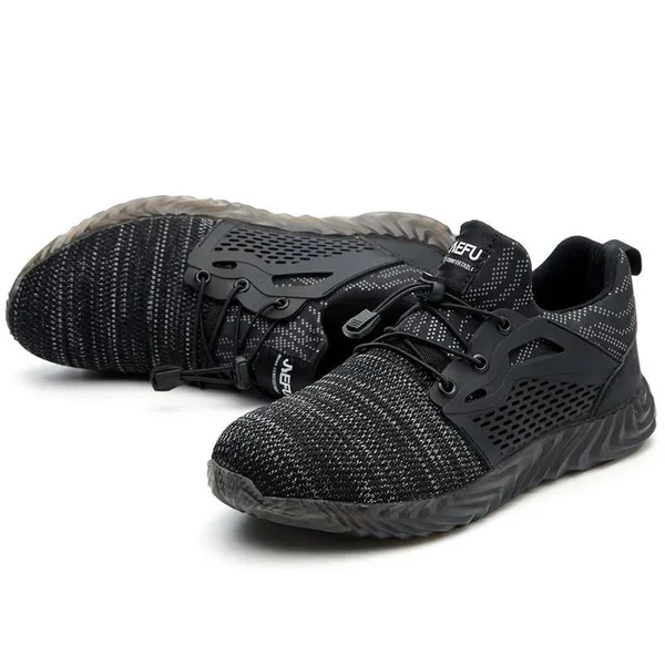 Defender Pro Invincible Safety Shoes Men’s Kevlar Steel Toe Sneakers, Non-Slip Construction Shoes, Grey, Mens 9