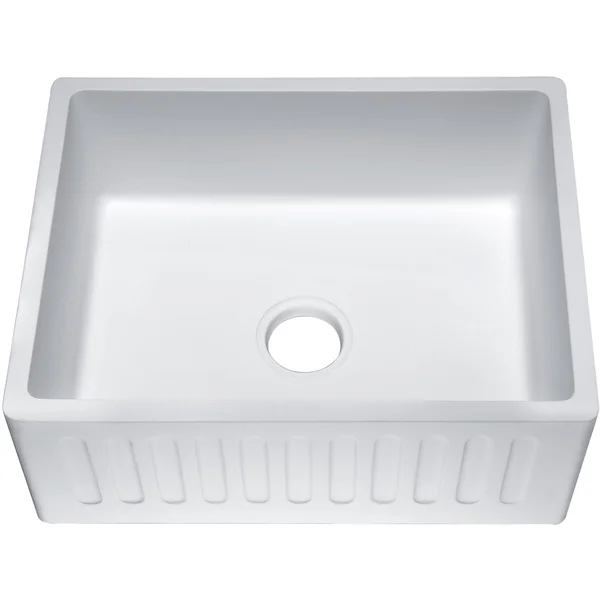 Anzzi K-AZ221-1A Roine Farmhouse Reversible Apron Front Man Made Stone 24 in. Single Basin Kitchen Sink in White