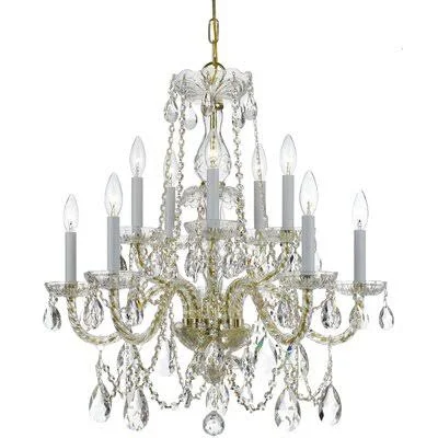 Milan 10 - Light Candle Style Classic, Traditional Chandelier with Crystal Accents House of Hampton Crystal Type: Majestic Wood