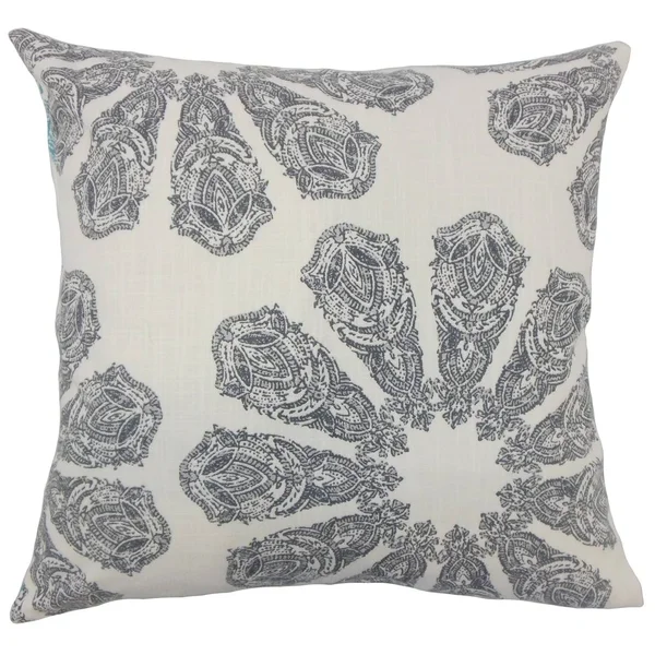 The Pillow Collection Ceilidh Ikat Down Filled Throw Pillow in Grey - Size: 12 x 18