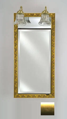 Afina CORPORATION SD-LT1730RSATGD 17 in.x 30 in.Recessed Single Door Cabinet with Traditional Lights - Brushed Satin Gold