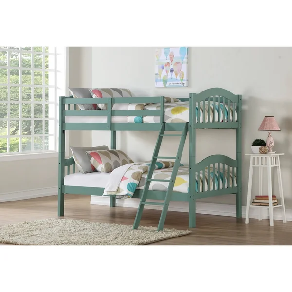 Taylor & Olive Amsonia Mint Green Twin-over-Twin Wood Bunk Bed