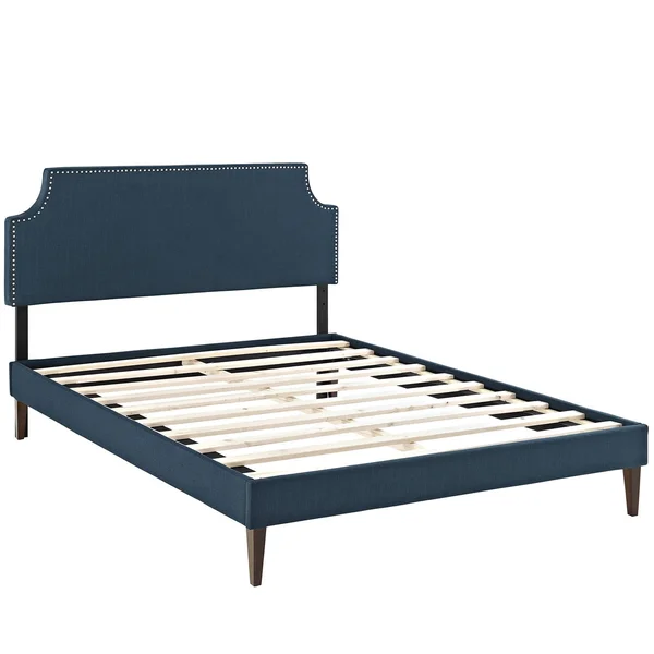 Modway Laura Queen Fabric Platform Bed with Squared Tapered Legs - Azure