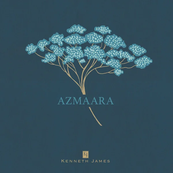 Kenneth James Azmaara Twill Damask Wallpaper - Blue