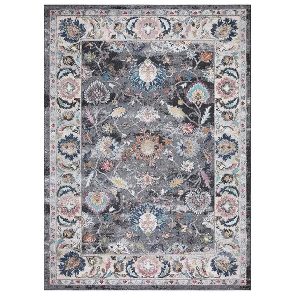 Concord Global Trading Vintage Collection Istanbul Gray 8 ft. x 11 ft. Border Area Rug