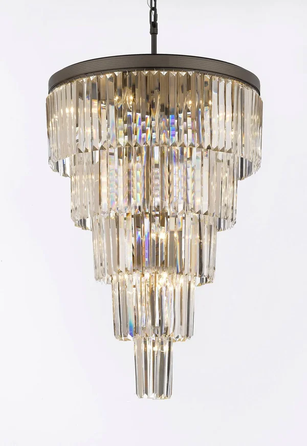 Retro Palladium Crystal Glass Fringe 5 Tier Chandelier Lighting